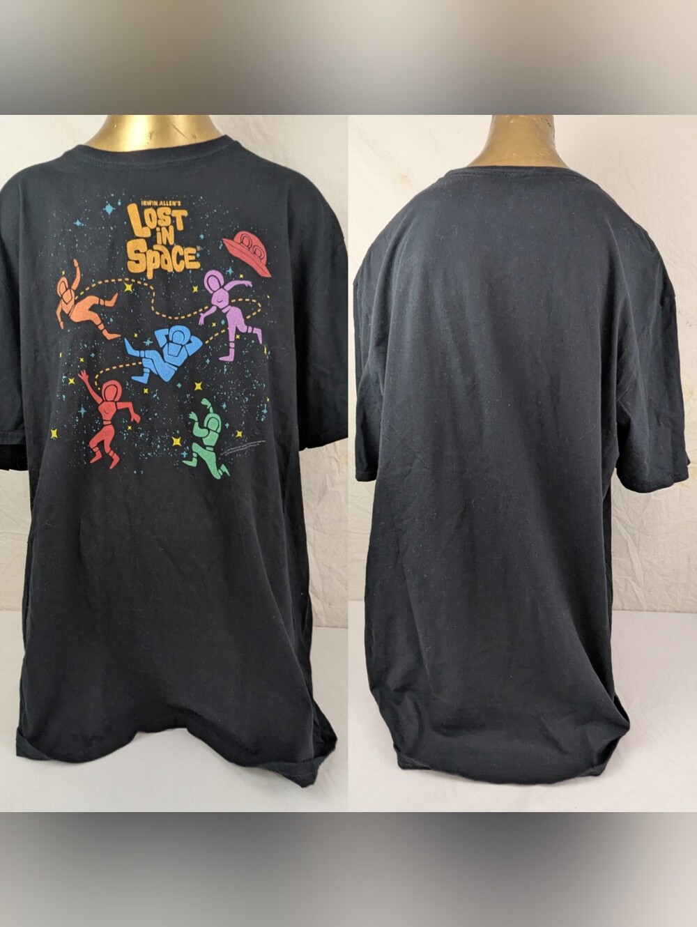 Lost In Space TV Series Men's Retro Black Tee XL By Pop Threads